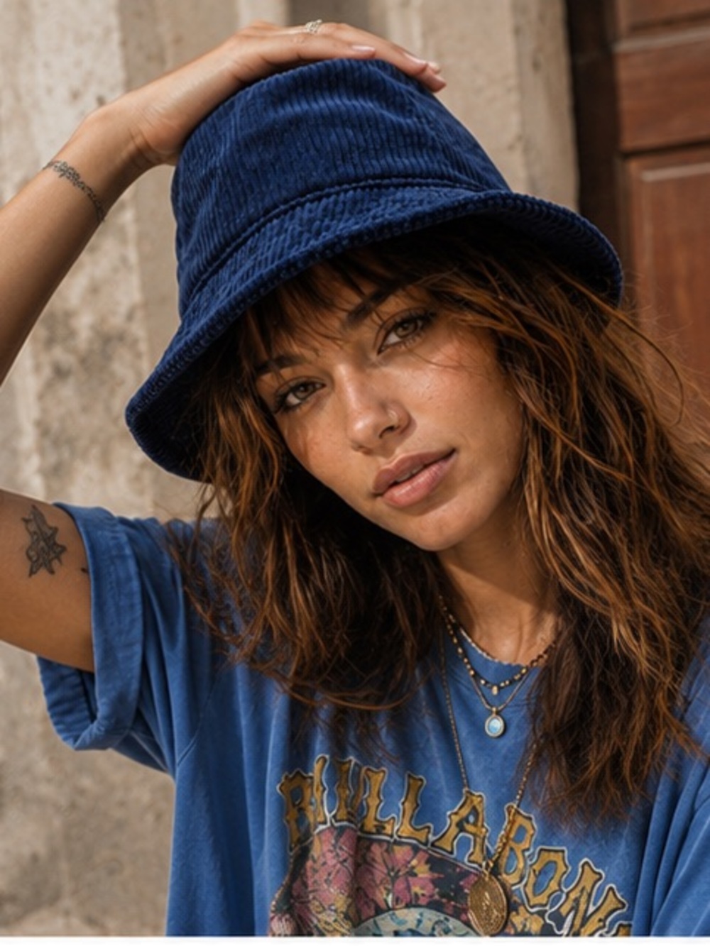 New Steve Madden Navy Corduroy Bucket Hat